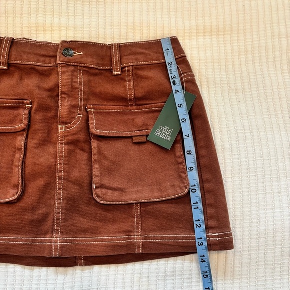 Wild Fable NWT Cargo Style Brown Denim Women's Mini Skirt Size XS - Picture 6 of 6